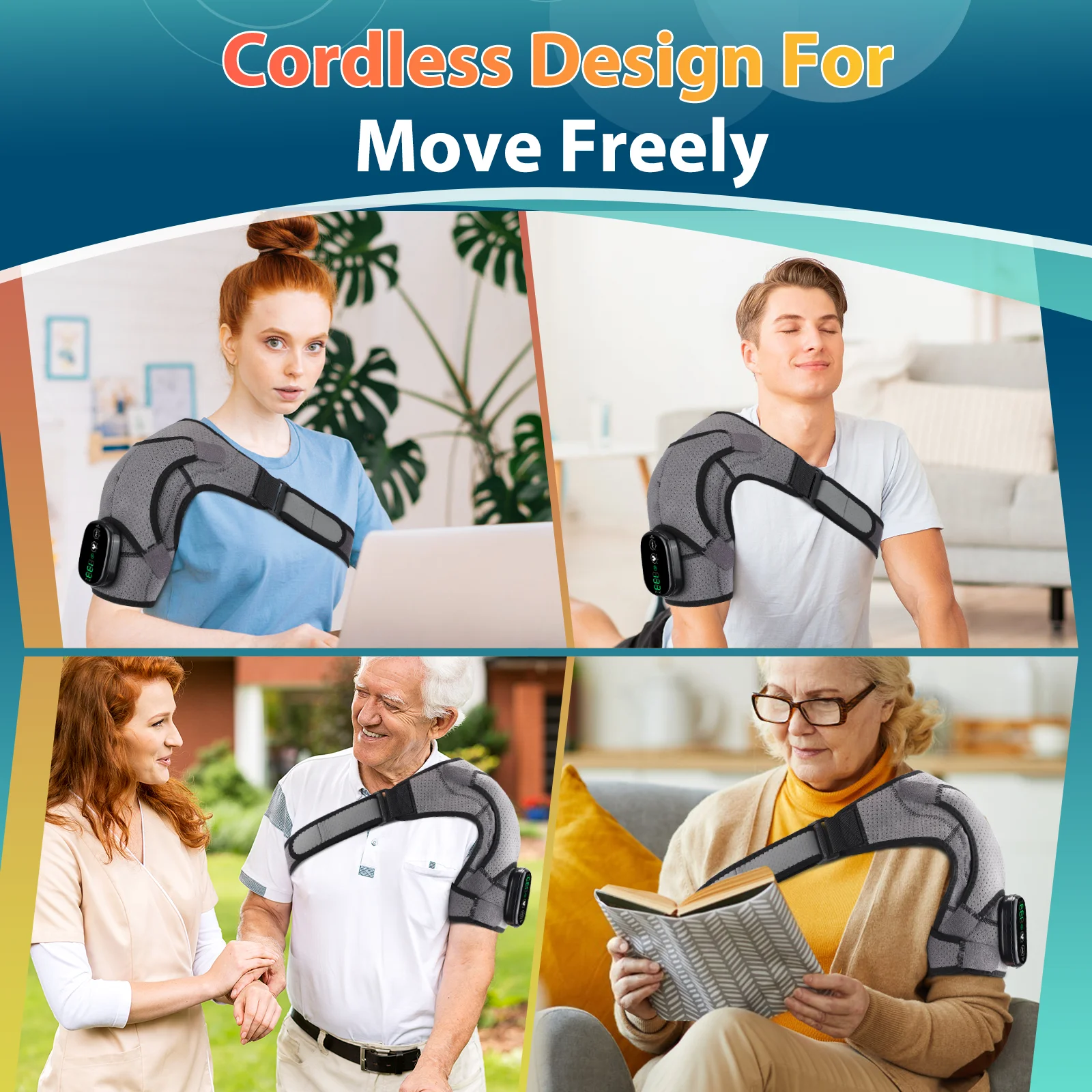 Electric Heating Shoulder Brace LED Display Vibration Shoulder Massage Support Belt Strap For Joint Brace Care Muscle Relaxation