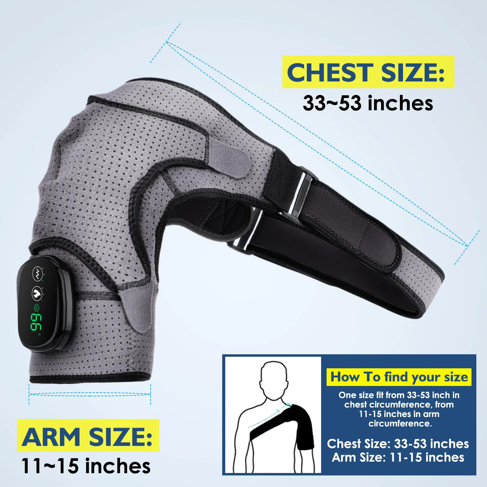 Electric Heating Shoulder Brace LED Display Vibration Shoulder Massage Support Belt Strap For Joint Brace Care Muscle Relaxation