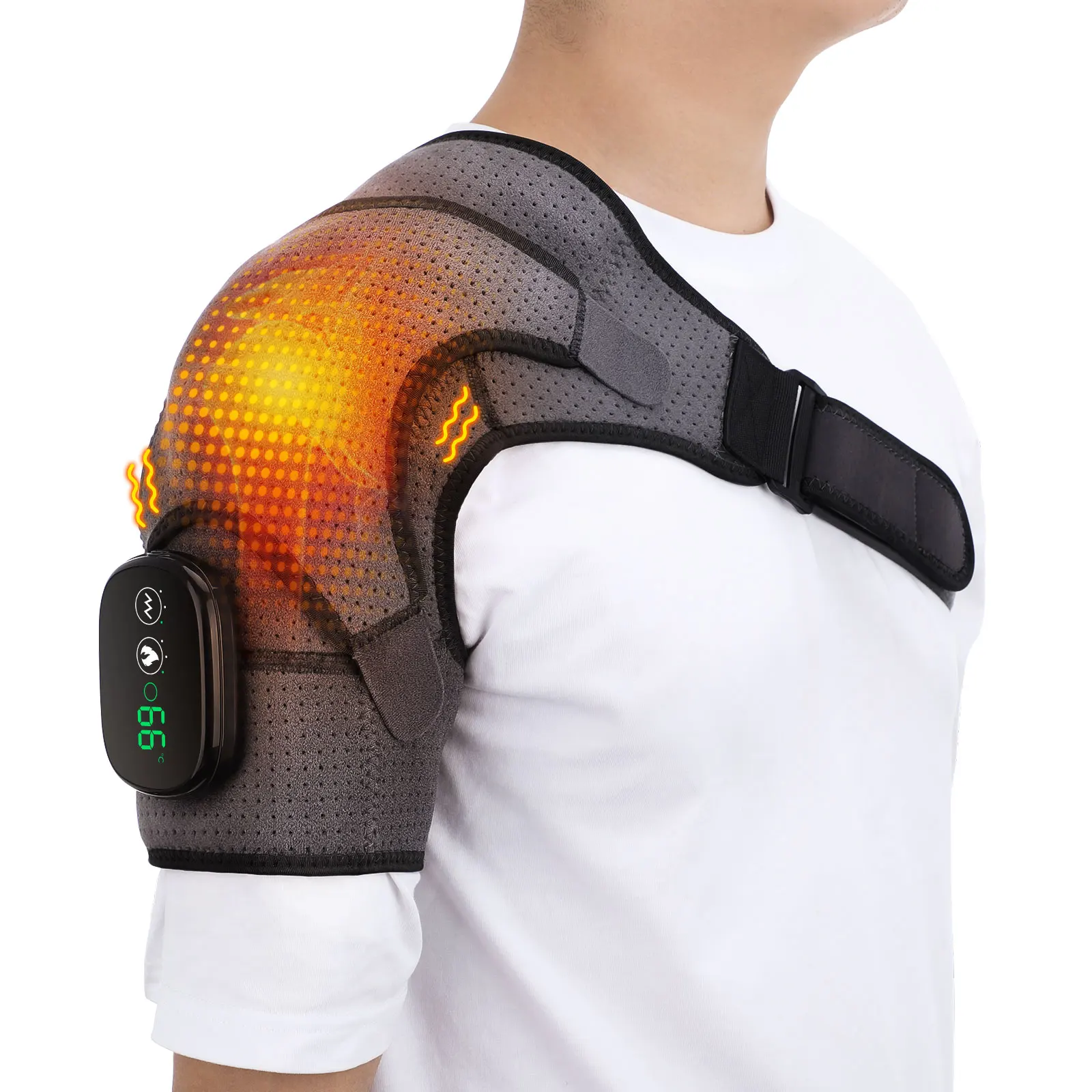 Electric Heating Shoulder Brace LED Display Vibration Shoulder Massage Support Belt Strap For Joint Brace Care Muscle Relaxation