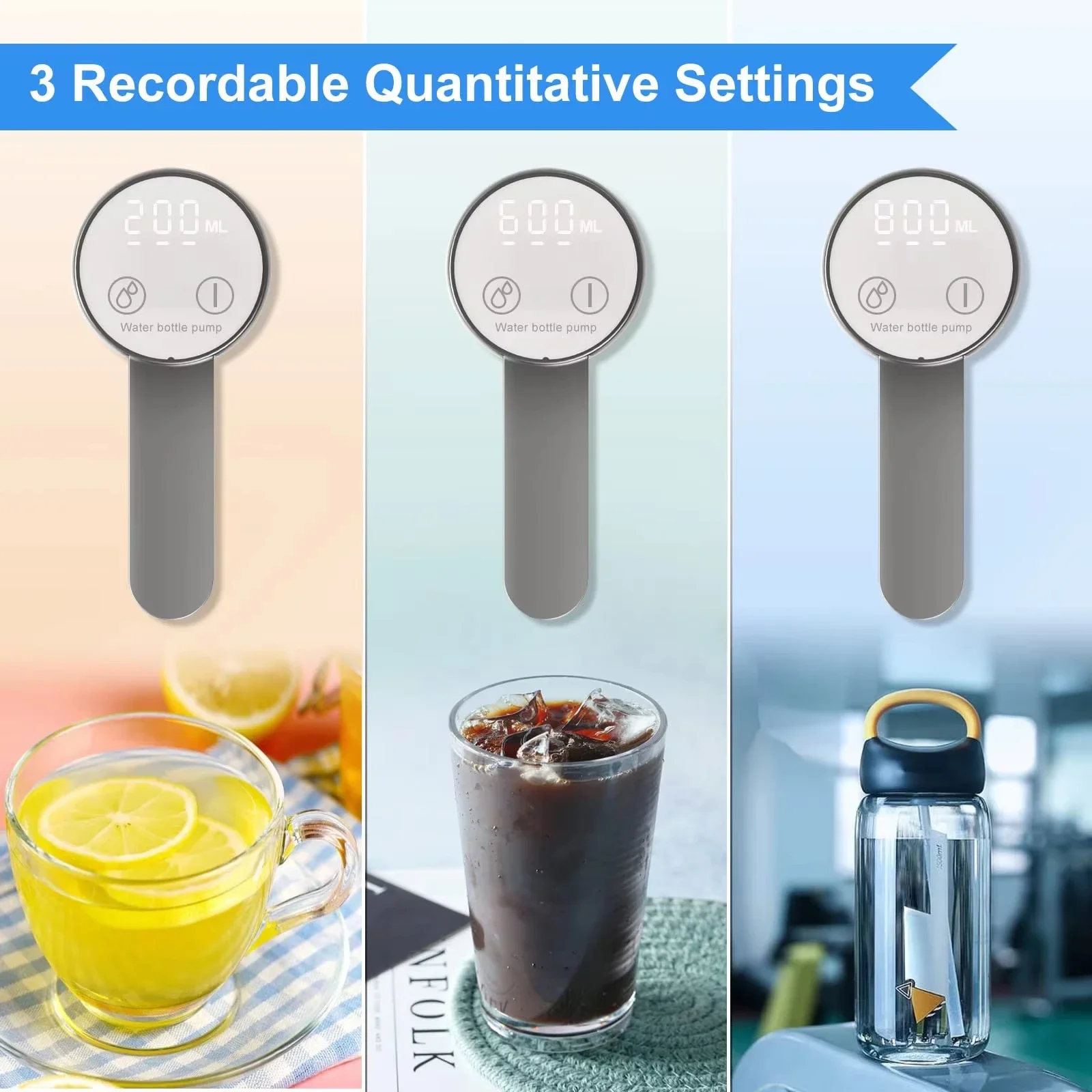 Electric Water Gallon Pump Automatic Water Pump Foldable Desktop Water Bottle Pump USB Rechargeable Water Dispenser