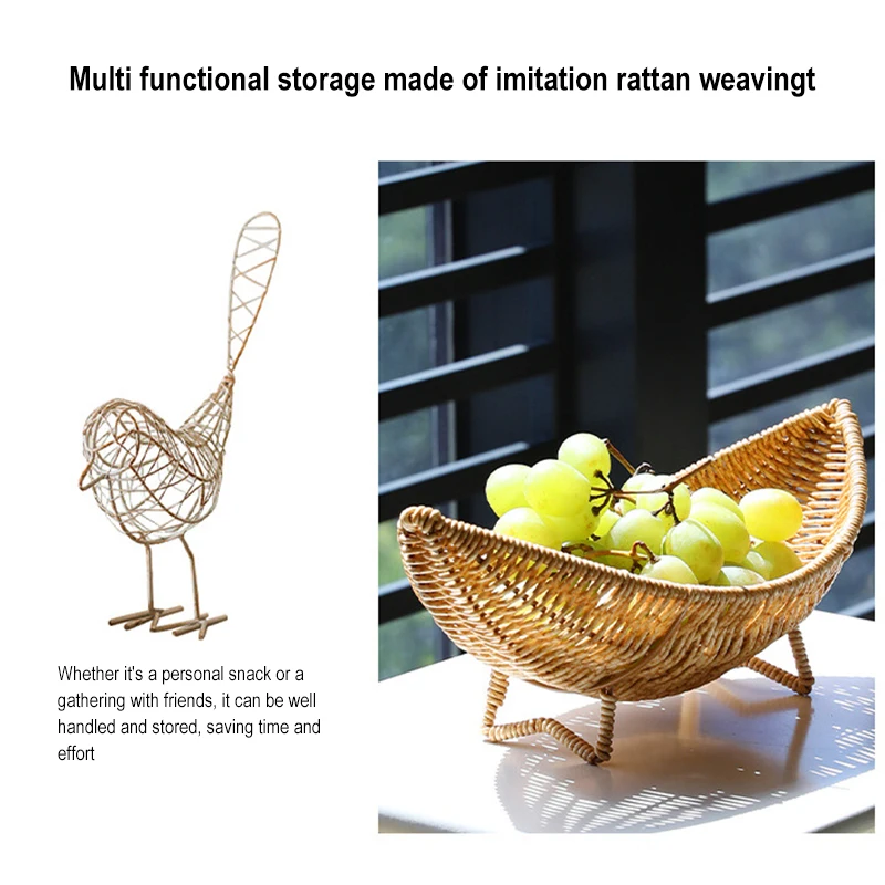 European Light Luxury Wind Fruit Plate Plastic Rattan Creative Living Room Coffee Table Basket Household Afternoon Snack Plate