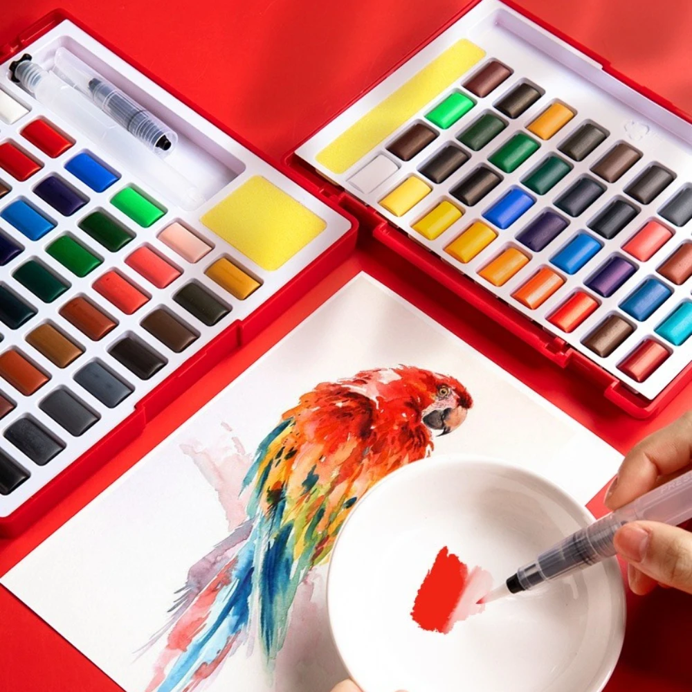 Faber Castell 24/36/48 Colors Watercolor Paint Set with Water Brush Pens Sponge Art Supplies For Artists Student Painting Lovers