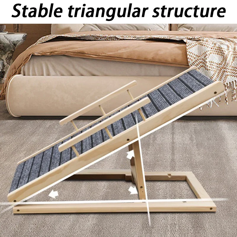 Foldable Small Dog Ramps Solid Wood Pine Stairs High Bed Dog Ramps Car Door Outdoor Pets Straight Ladder Climbing Pet Supplies