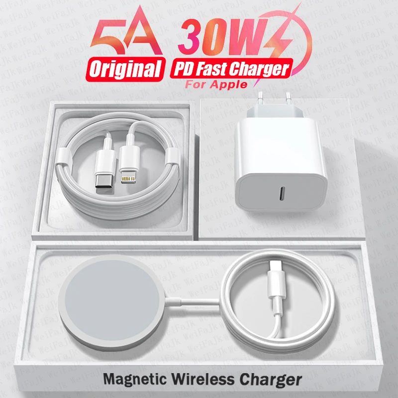 For Apple Magsafes Original Wireless Charger For iPhone 14 13 12 11 15 16 Pro Max XS 8 Plus Fast Charging Type C Lightning Cable