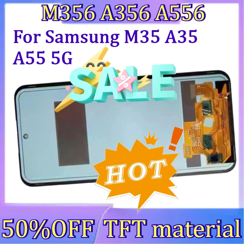 For Galaxy M35 5G LCD Replacement New TFT For Samsung M35 A35 A55 5G M356 A356 A556 LCD Display Touch Screen Digitizer NO Frame