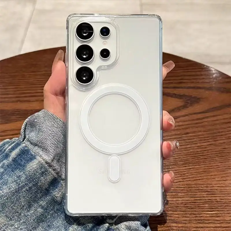 For Magsafe Magnetic Charge Transparent Phone Case For Samsung Galaxy S26 S25 S24 S23 Ultra S22 Plus FE lear Acrylic Slim Cover