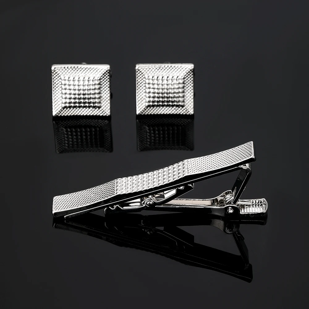 Funny Blue Flower Pattern Deisgn Mens Cufflinks&Tie Clip Set 4 Colors Keyboard Shaped Sleeve Button