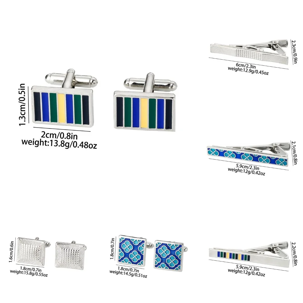 Funny Blue Flower Pattern Deisgn Mens Cufflinks&Tie Clip Set 4 Colors Keyboard Shaped Sleeve Button