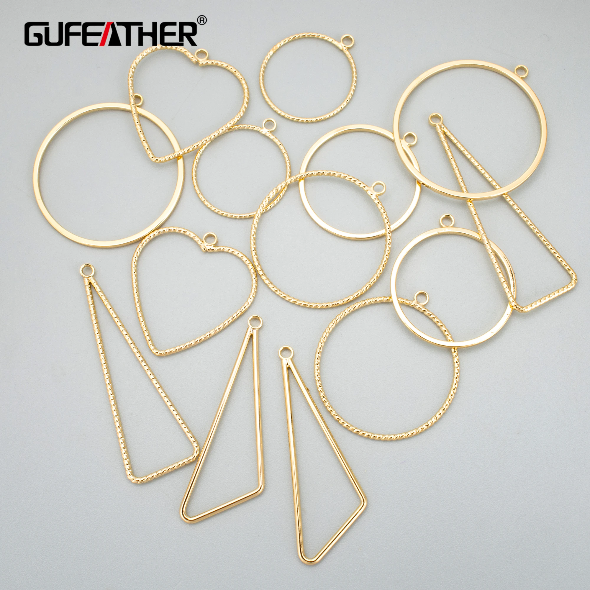 GUFEATHER MD63,jewelry accessories,18k gold rhodium plated,copper,circle heart shape,charm,jewelry making,diy pendants,20pcs/lot