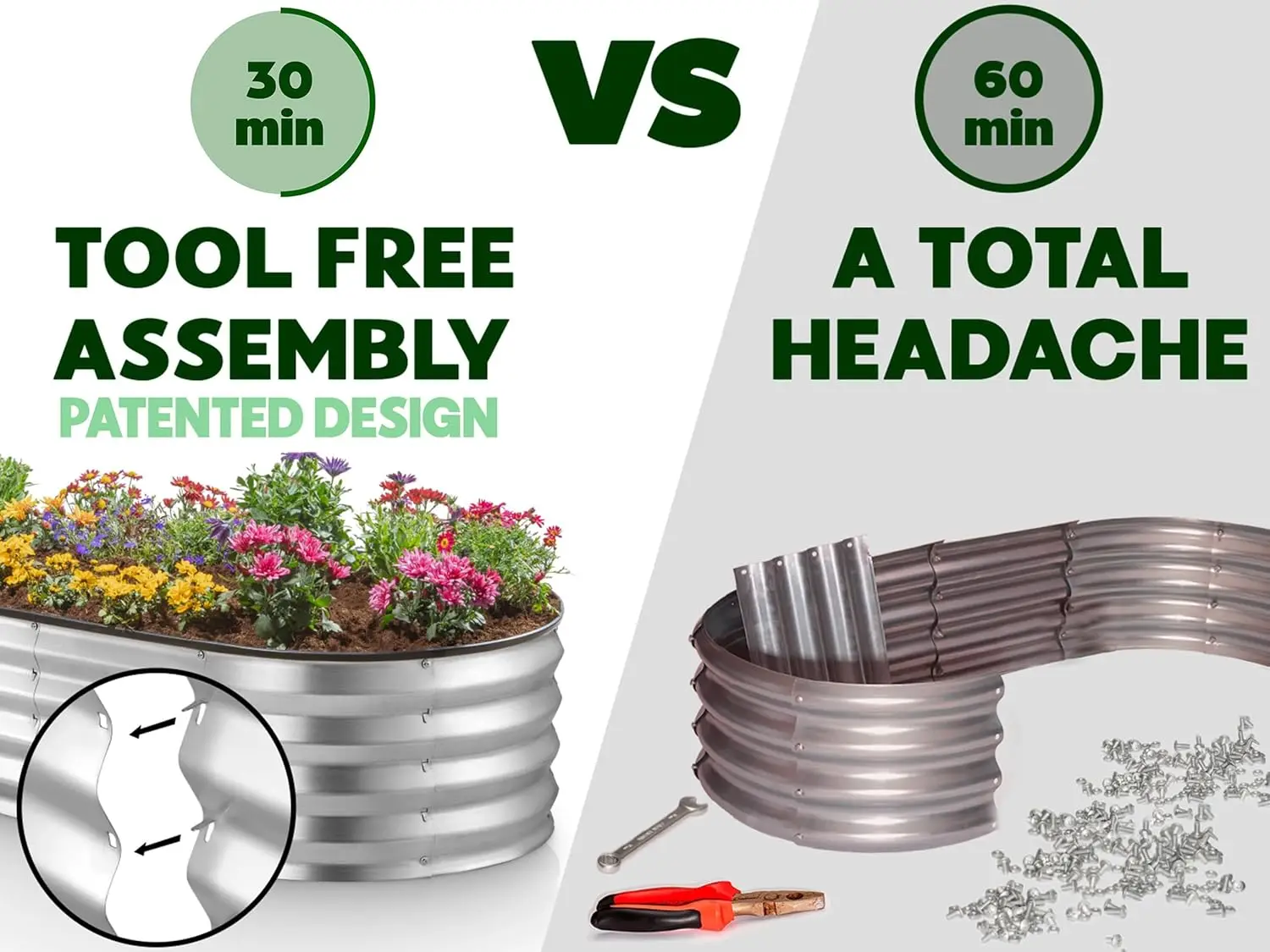 Galvanized Raised Garden Beds Outdoor // 6×3×1 ft Planter Raised Beds for Gardening, Vegetables, Flowers // Large Metal Garden B