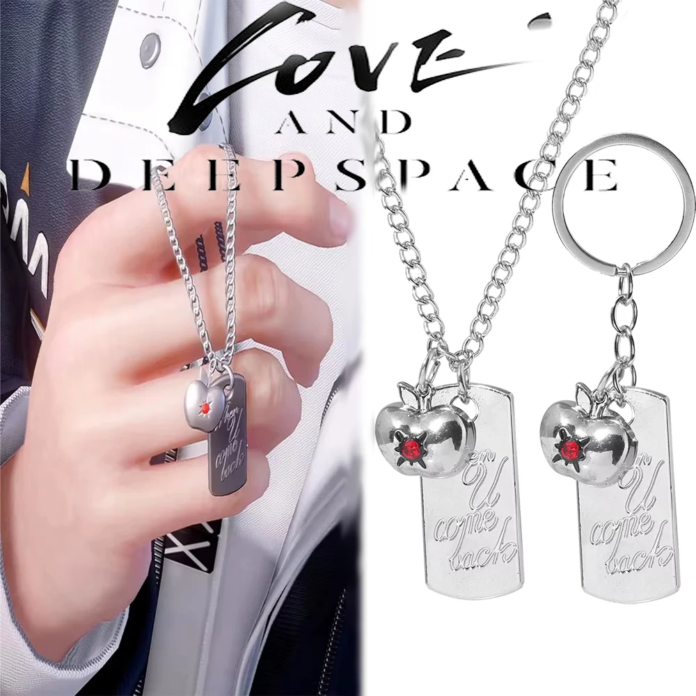Game Love And Deep Space Necklace Caleb ruby Apple Square Cards Pendant Necklace For Cosplay Props Delicacy Gift
