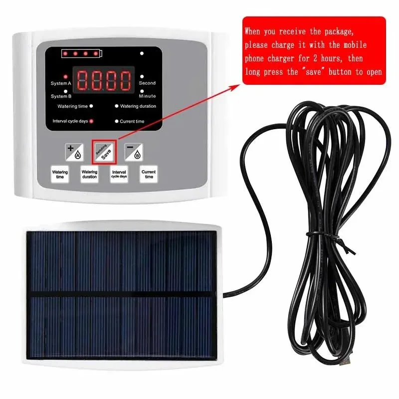 Garden Adjustable Valve Drip Irrigation Device Double Pump Controller Timer System Solar Energy Intelligent Automatic Watering