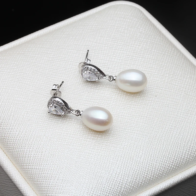 Genuine Fresh Water 925 Silver Pearl Earrings Woman,Vintage Bridal Earrings With Natural Pearls Wife Mother Gift White Pink
