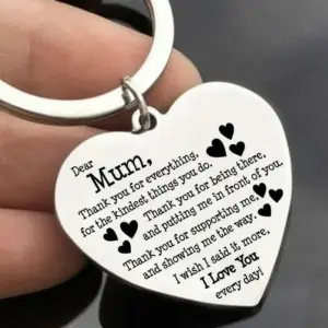 Gift For Mother Stainless Steel Peach Heart Keychain Mother's Day Gift Jewelry