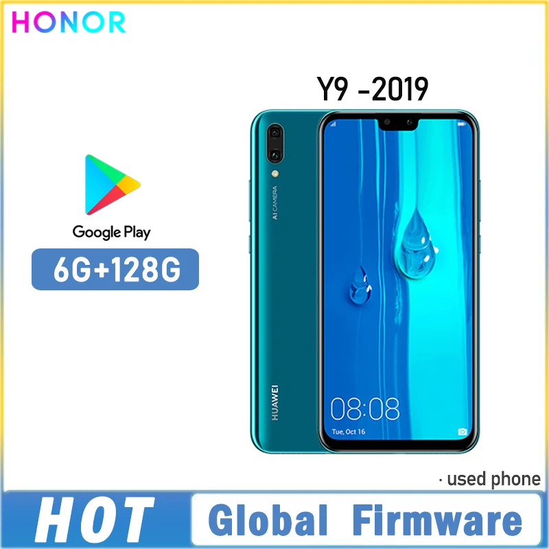 Global Firmware HONOR Y9-2019 Smartphone 6.5-inch Camera 16M Battery 4000 mAh y 2019CPU Haisi Qilin 710 used phone