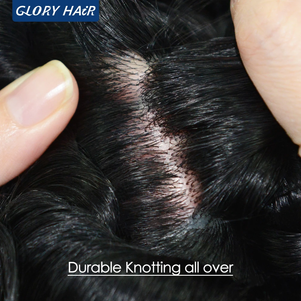 Gloryhair-Natural and Realistic Hair Prosthesis Male Toupee Wig 130% Density Hair Pieces Indian Human Men's Capillary Prosthesis