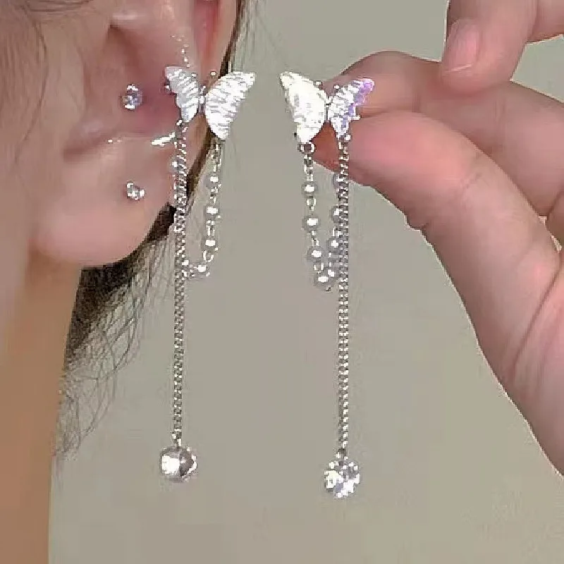 Gold Plated Crystal Leaf Tassel Drop Earrings for Women Shiny Zircon Flower Dangle Earring Wedding Party Jewelry Gift Y2k