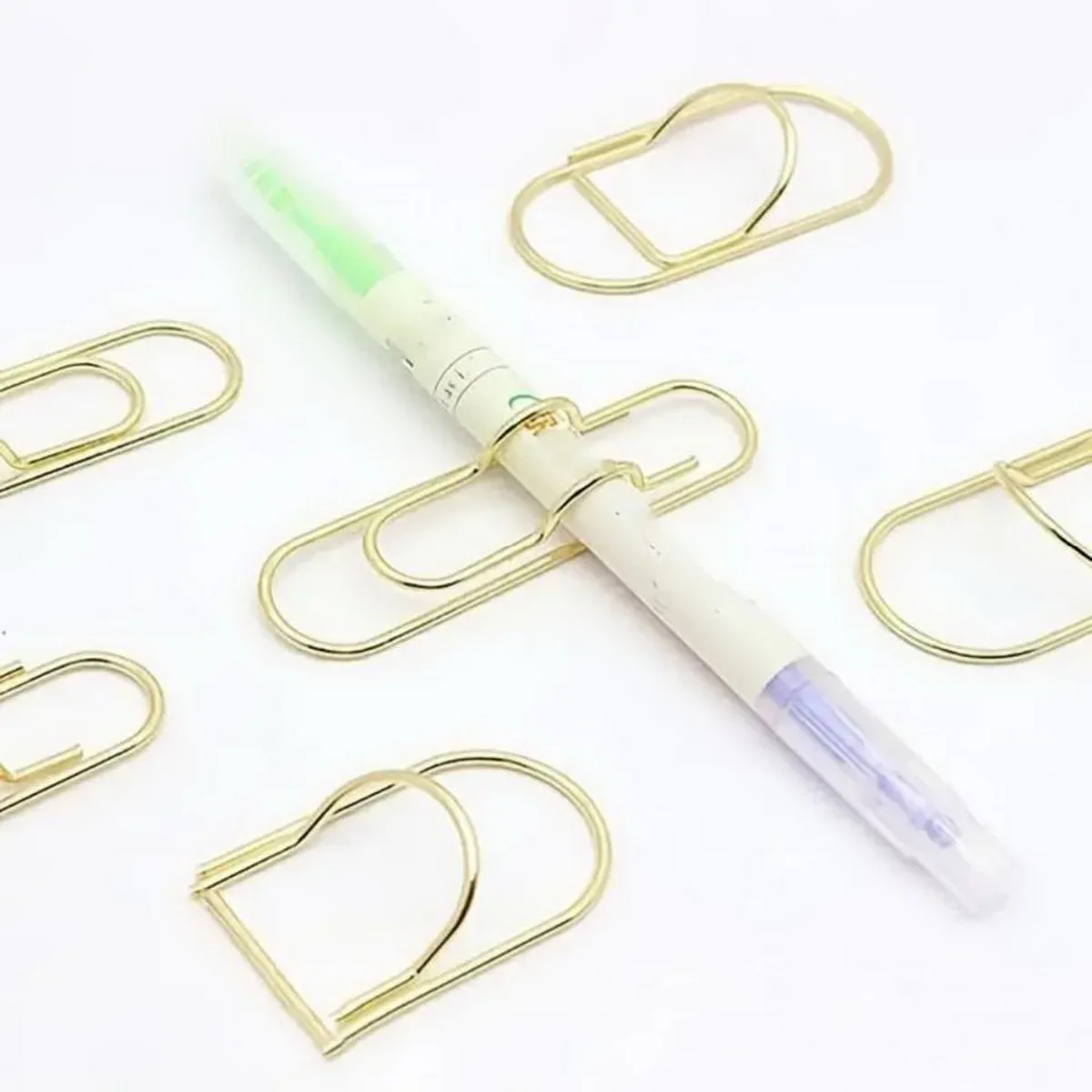 Golden Metal Pen Holder Hand Bookmark Portable Fixed Pen Clip Accessory for Office School Supplies