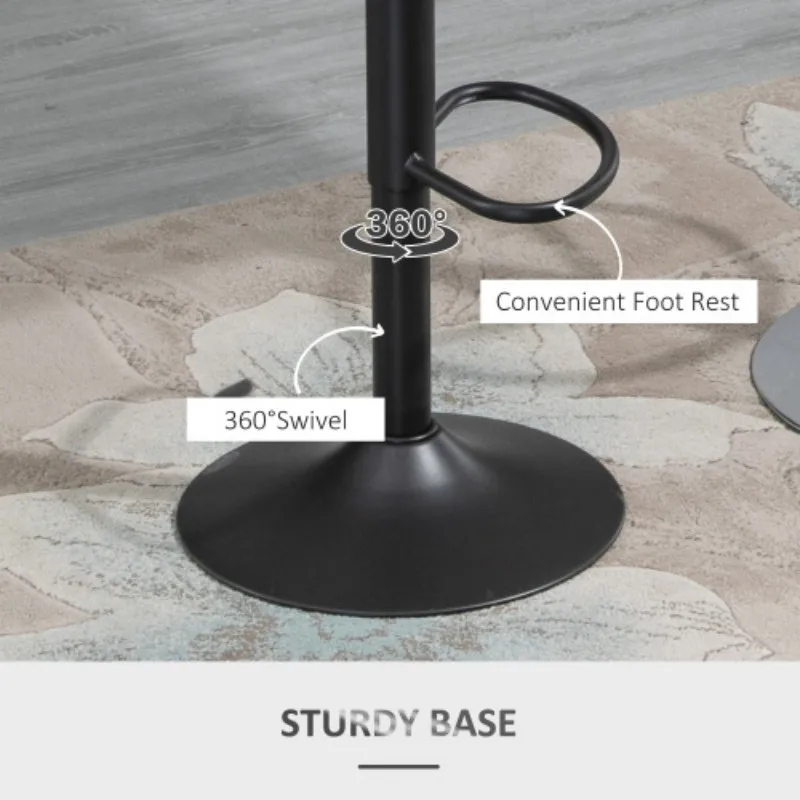 HOMCOM Bar Stools Set of 2,Swivel Counter Height Barstools with Back,Adjustable Leather Bar Chairs,Armless Kitchen Island Stool