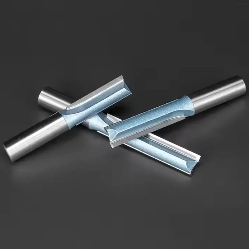 HUHAO Straight Router Bit 1/2 1/4 Shank Wood Milling Cutter 2 Flute Trimming Slotting Cutter Woodworking Tool Carbide End Mill