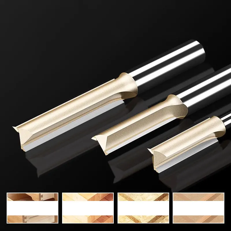 HUHAO Straight Router Bit 1/2 1/4 Shank Wood Milling Cutter 2 Flute Trimming Slotting Cutter Woodworking Tool Carbide End Mill