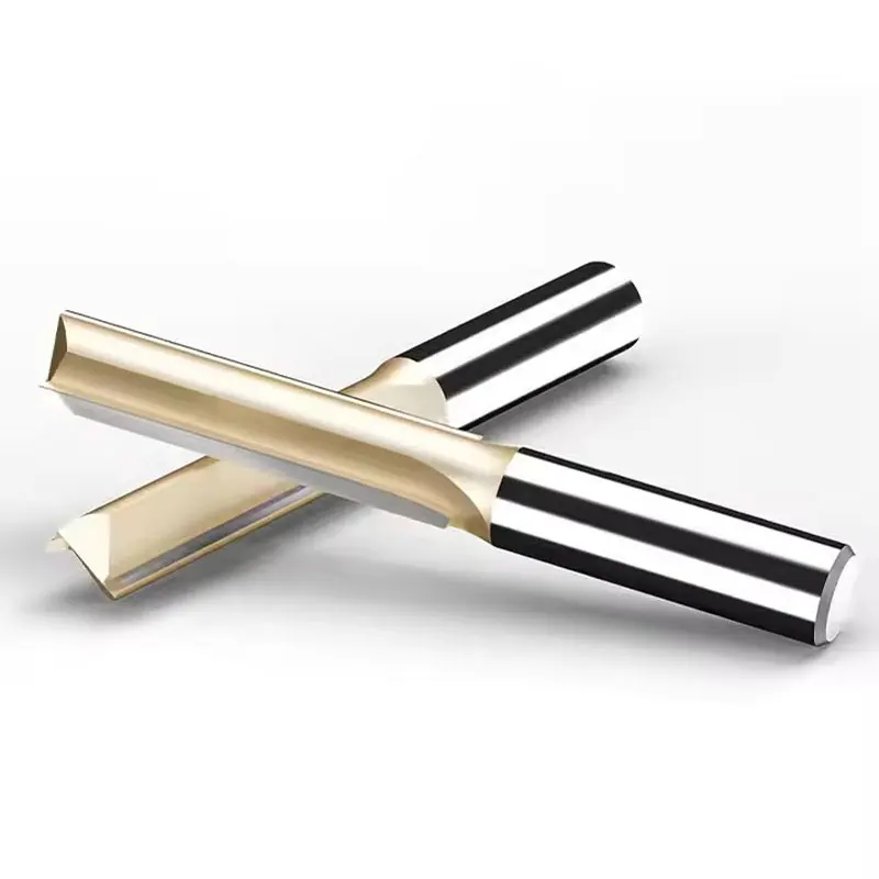 HUHAO Straight Router Bit 1/2 1/4 Shank Wood Milling Cutter 2 Flute Trimming Slotting Cutter Woodworking Tool Carbide End Mill