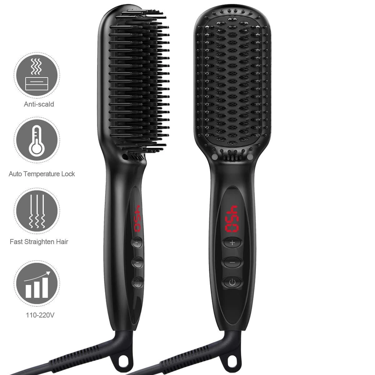 Hair Straightener for Women Hot Comb Anti-Scalding Hair Brush Ceramic Heating Lcd Display Dual Voltage Silent Hair Straightener