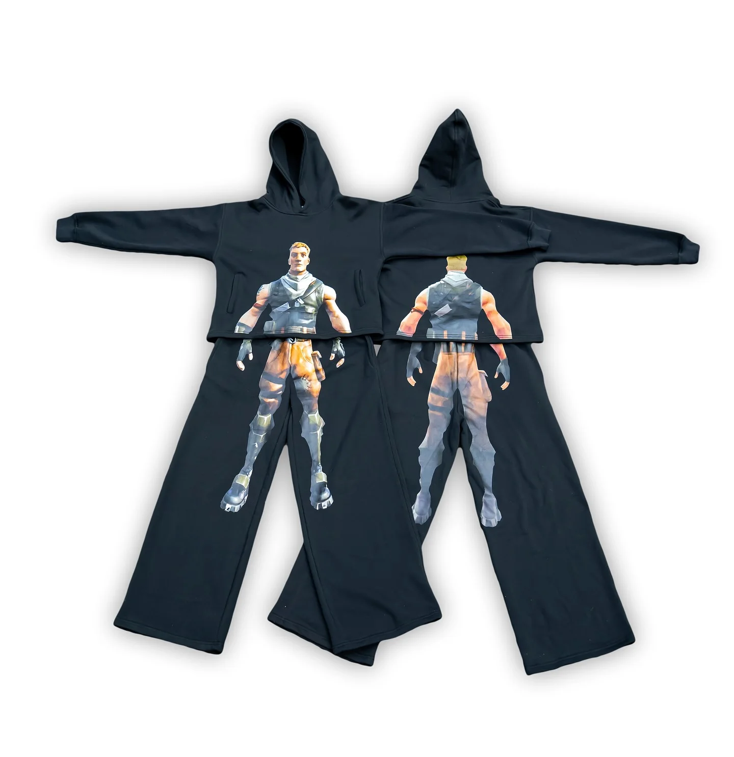 Harajuku cartoon character hoodie and pants two-piece set new y2k streetwear hoodies tracksuit men sweatshirts mens clothes