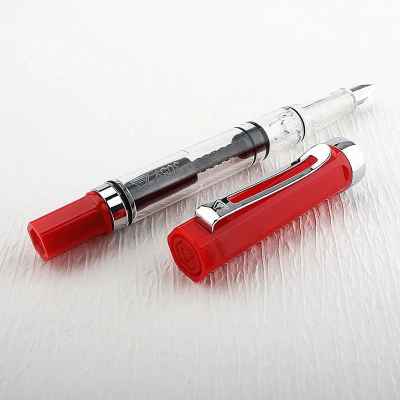High Quality 3059 Piston Fountain Pen Resin Transparent Ink Pen EF/F Nib 0.38/0.5mm Fountain Pen Business Gif
