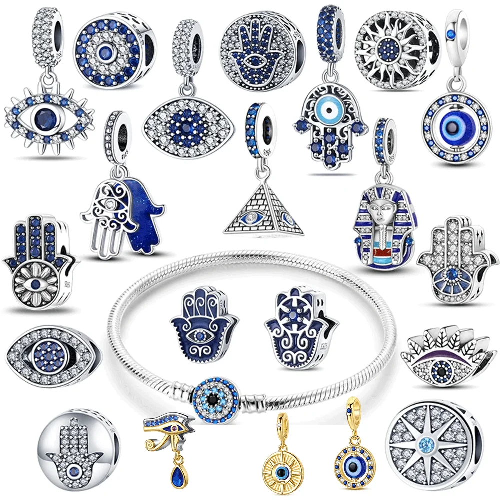 Hot Sale 925 Silver Color Evil Eye Charm Demon Eye Bead for Original Bracelet&Bangle DIY Making Fashion Jewelry Gift