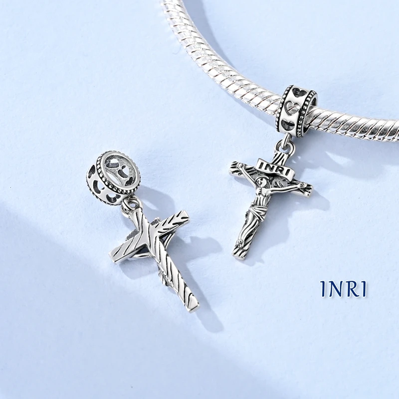 Hot Sale Charms Beads 925 Sterling Silver Color Bow Cross Life Tree Beads Fit DIY Original Bangle Bracelet Charm Pendant Jewelry
