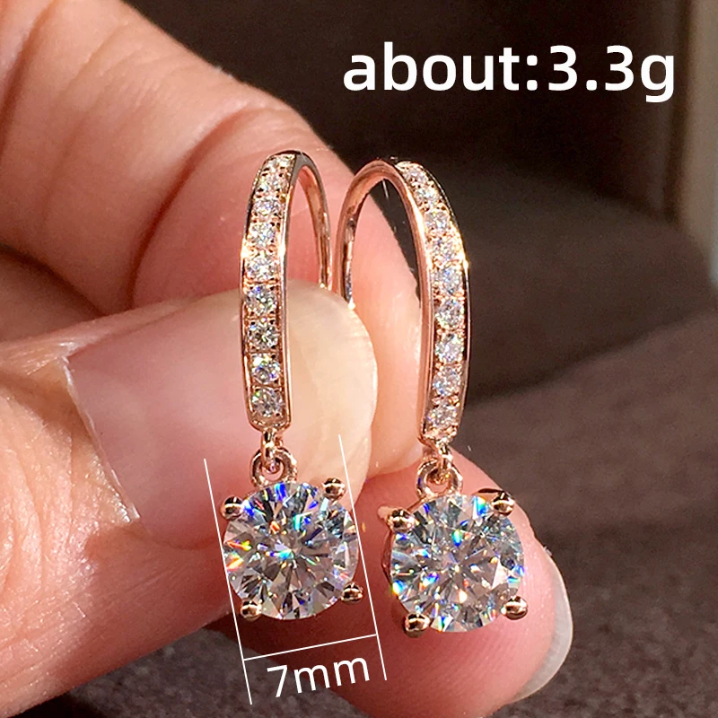 Huitan Timeless Style Women's Dangle Earrings Luxury Rose Gold Color Ear Piercing Drop Earrings with CZ Wedding Eternity Jewelry