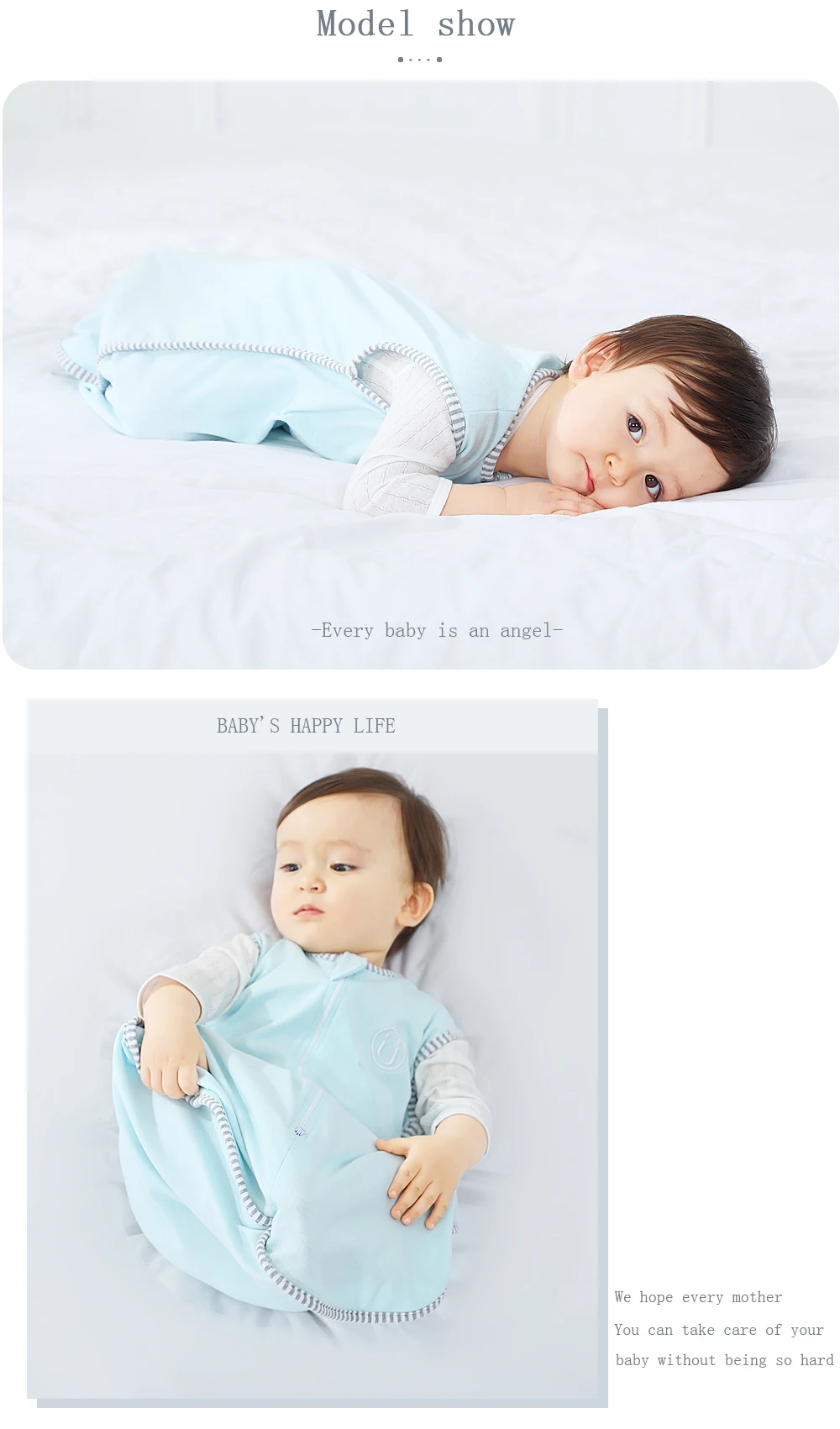 INSULAR Baby Sleeping Bags Infant Cocoon Sleepsacks Newborn Cotton Swaddling Anti-kicking Jumpsuits Breathable Sleeveless 0-18M