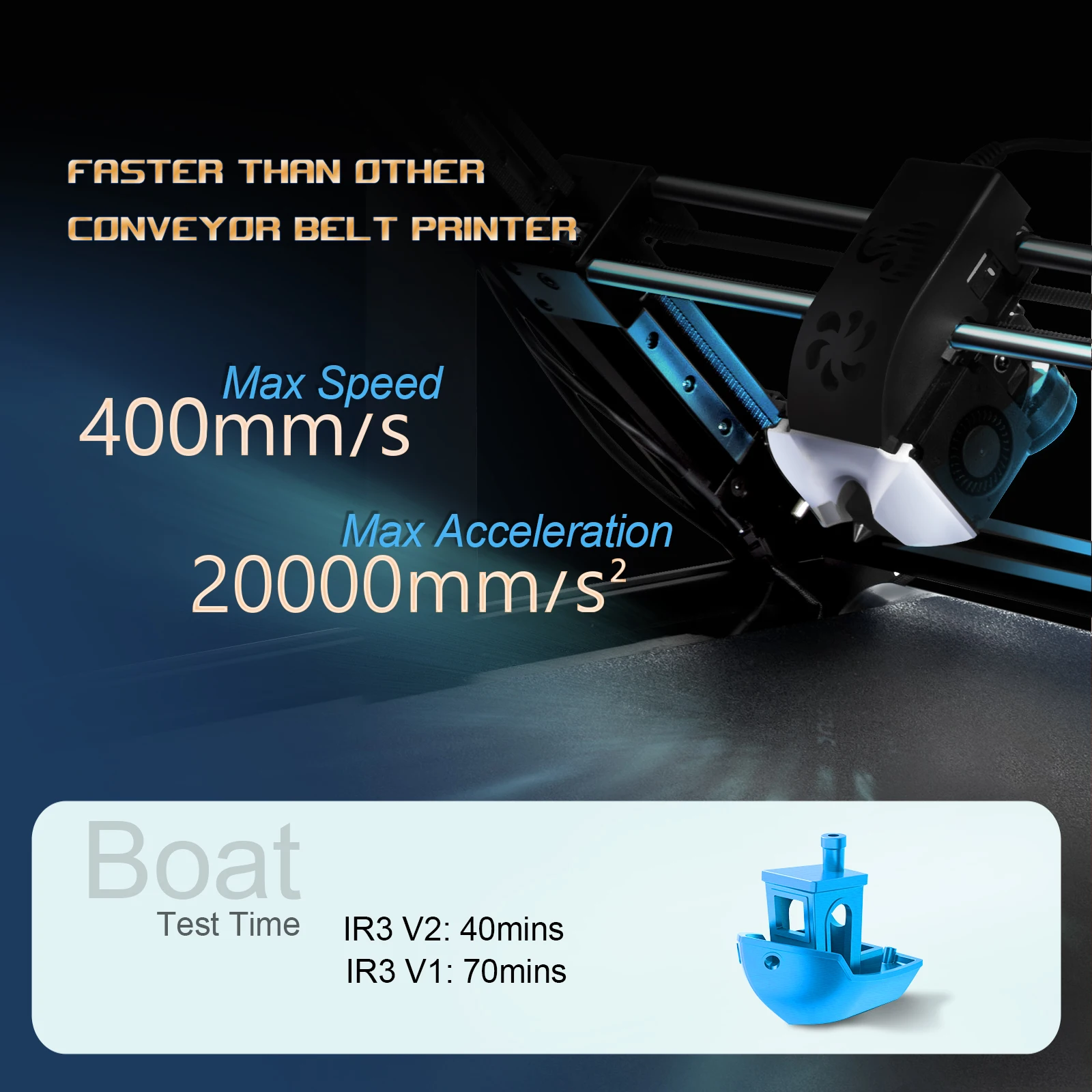 IdeaFormer IR3 V2 Infinite Z-Axis Steel Conveyor Belt 250×250×∞mm With Extended Tray Klipper Firmware Auto Leveling 3D Printer