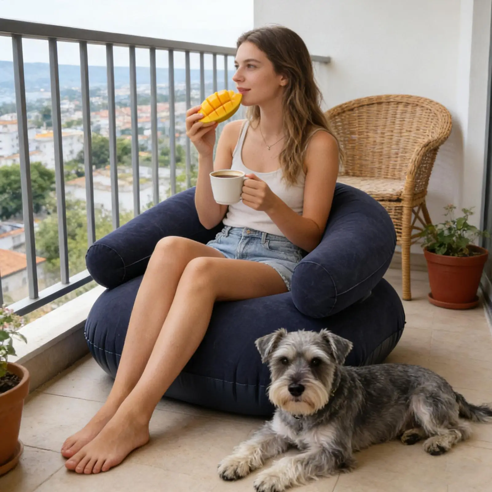 Inflatable Chairs Flocked Lounger Seat Blow Up Chairs for Movie Night for Outdoor Beach Pool Stadium Travel Living Room Bedroom