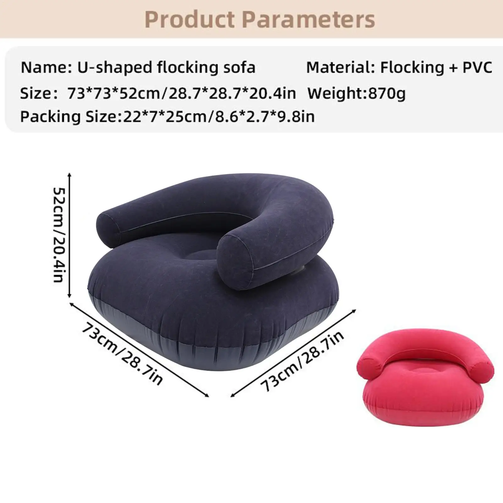 Inflatable Chairs Flocked Lounger Seat Blow Up Chairs for Movie Night for Outdoor Beach Pool Stadium Travel Living Room Bedroom