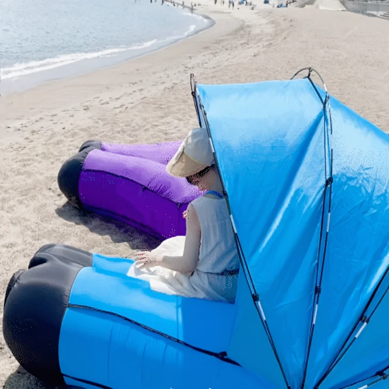 Inflatable camping sofa outdoor portable lazy inflatable sofa with pillow water beach grass park air bed foldable sleeping bag