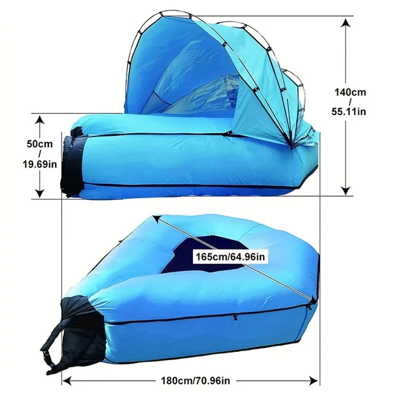 Inflatable camping sofa outdoor portable lazy inflatable sofa with pillow water beach grass park air bed foldable sleeping bag