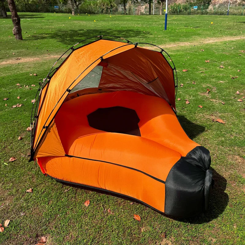 Inflatable camping sofa outdoor portable lazy inflatable sofa with pillow water beach grass park air bed foldable sleeping bag