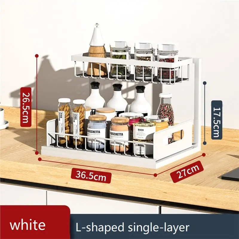 Innovative Multi-Purpose Under Sink 2 Tier Sliding Cabinet Basket Organizer Drawer Pull Out Cabinet Sink Storage Solution