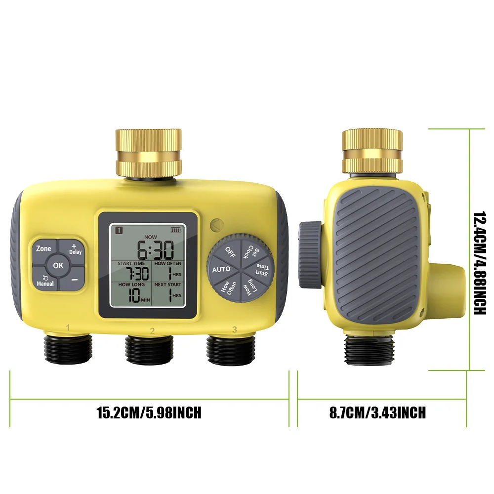 Insoma 3-Outlet Automatic Water Timer Garden Irrigation Watering System Independent Control Sprinkler Programmer Tools