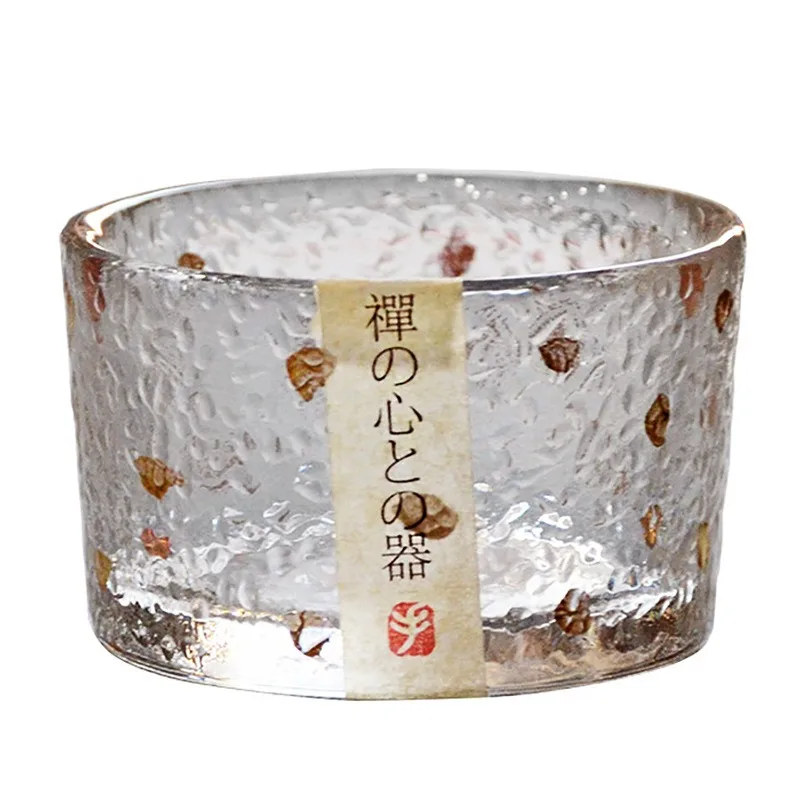 Japanese Gold Hammered Glass Ins Style Kung Fu Tea Gold Rimmed Sake Cup Master Tea Bowl Tea Set Home Kitchenware