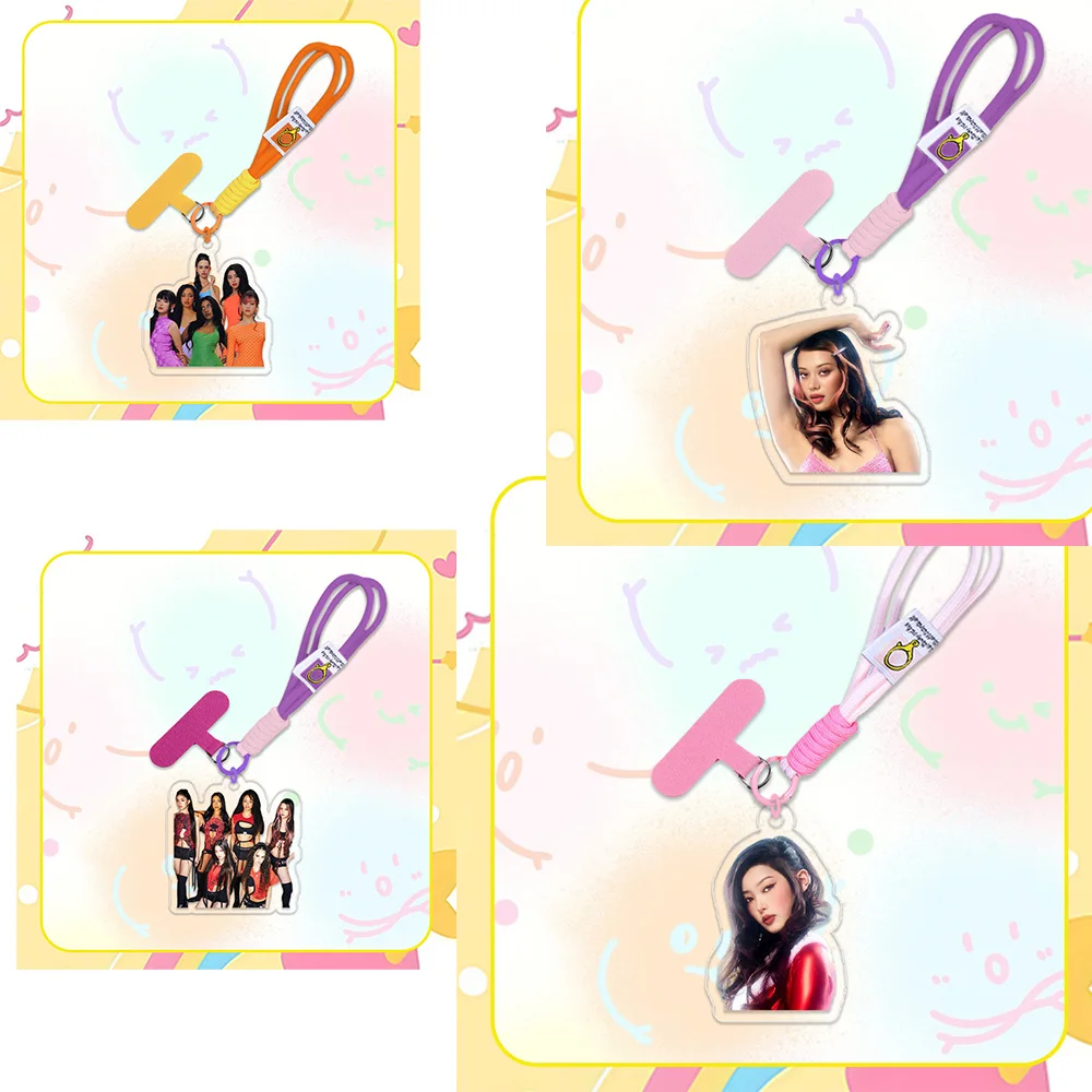 KATSEYE Acrylic Phone Lanyard Keychain Daniela Lara Megan Sophia Yoonchae Customizable Idol Charm Strap for Phone Case Fans Gift