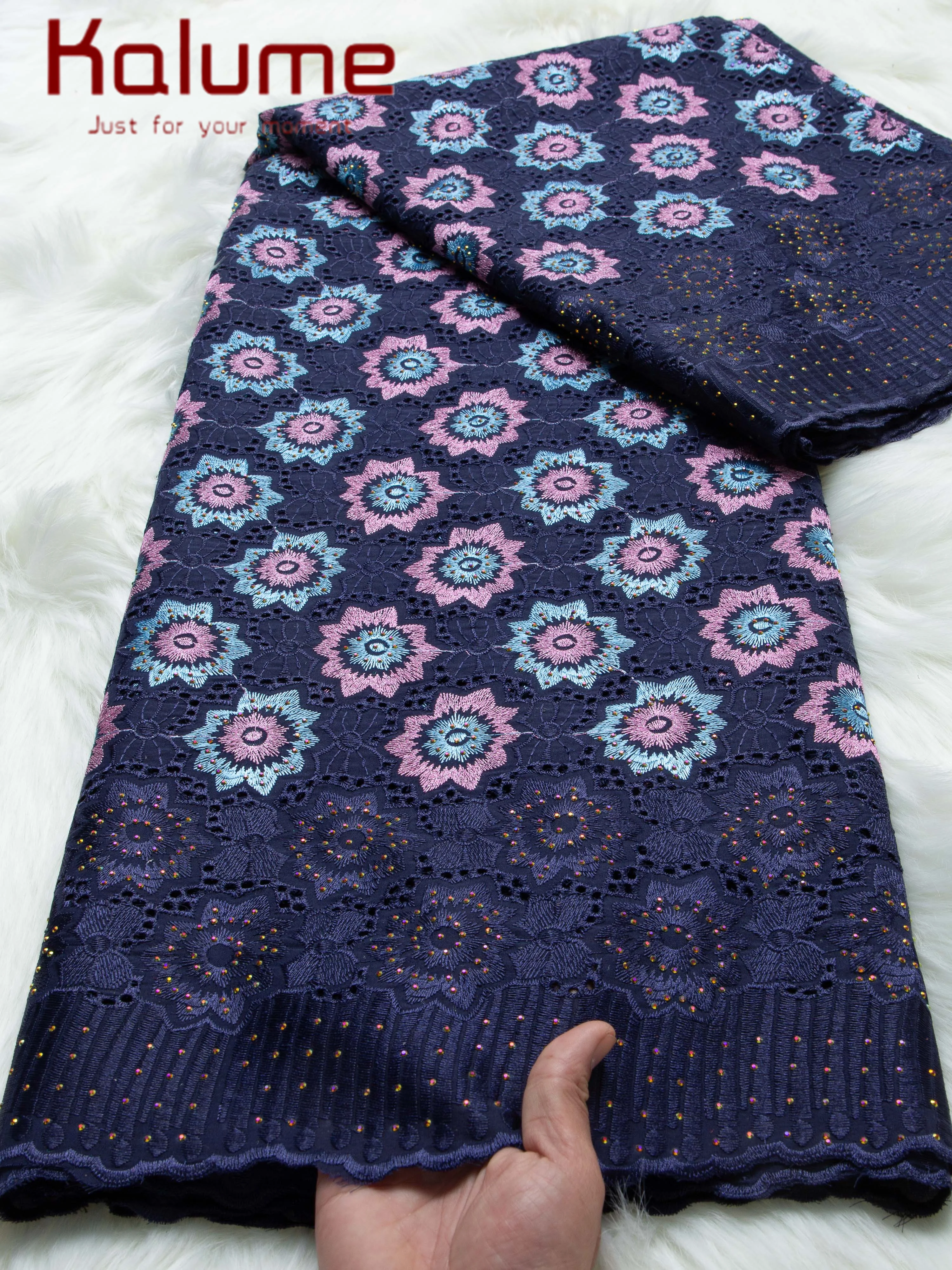 Kalume Lace Swiss Voile Lace In Switzerland 2026 High Quality African Cotton Lace Fabric With Rhinestone for Wedding Party Dress