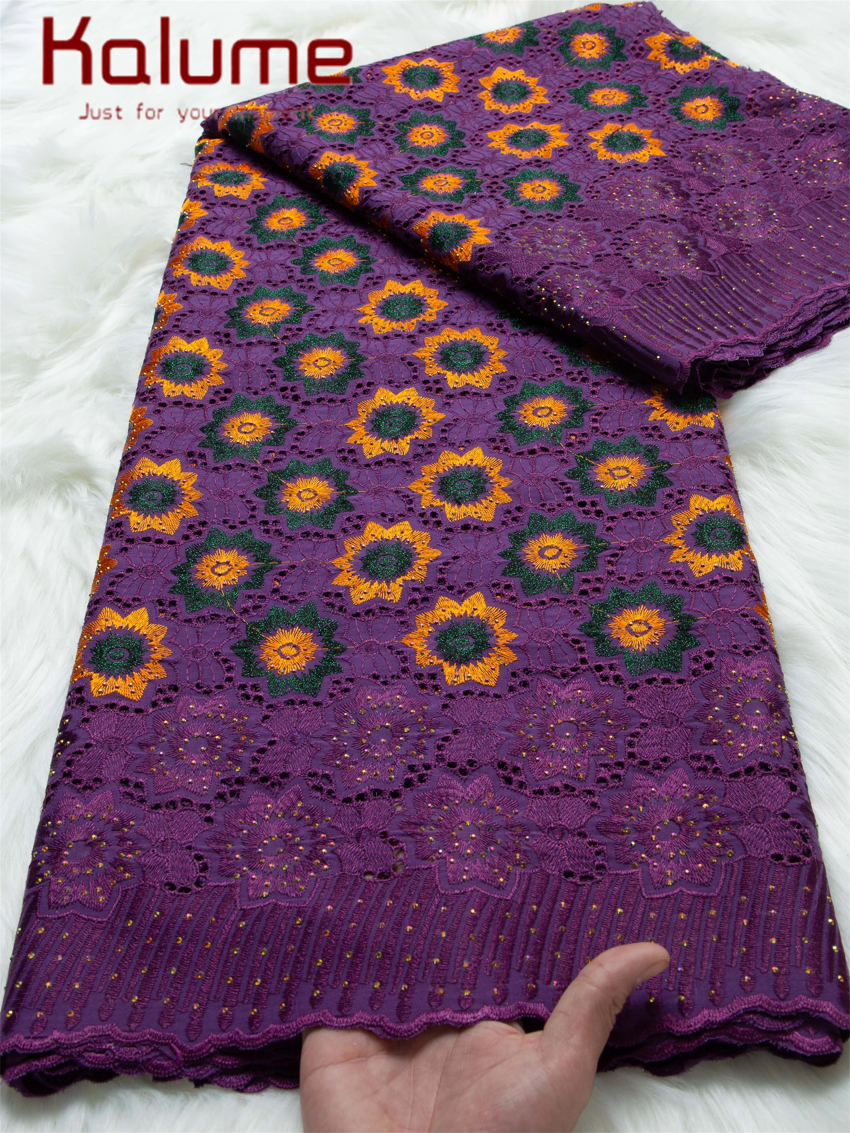 Kalume Lace Swiss Voile Lace In Switzerland 2026 High Quality African Cotton Lace Fabric With Rhinestone for Wedding Party Dress