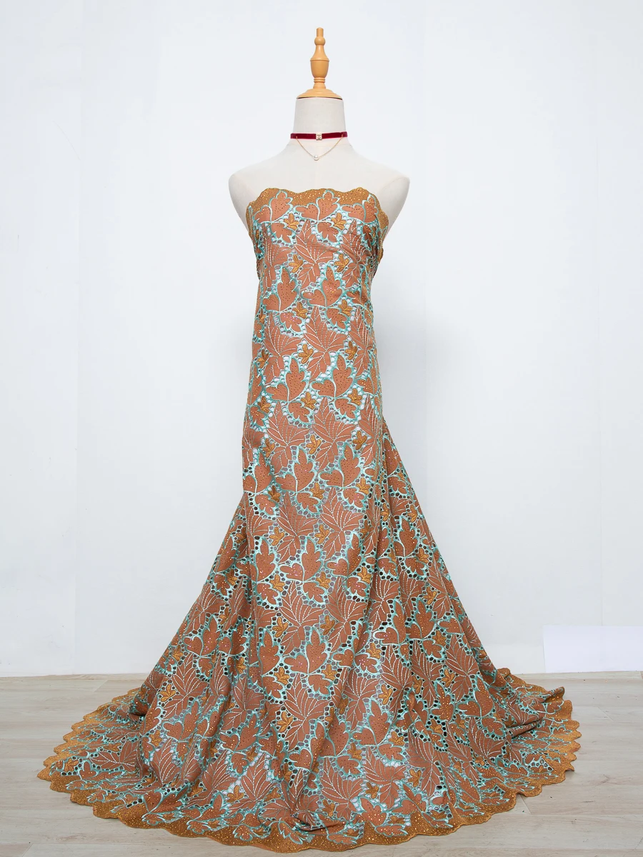 Kalume Nigerian Embroidered Cotton Lace Fabric 2026 High Quality 5Y African Swiss Voile Cotton Lace Fabric for Women Dress Sew