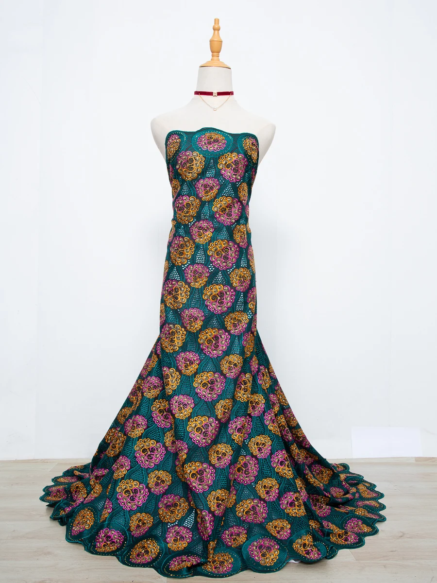 Kalume Red African Swiss Voile Cotton Lace Fabric High Quality 5 Yard Nigerian Dubai Cotton Lace Fabric 2026 Women for Dress Sew