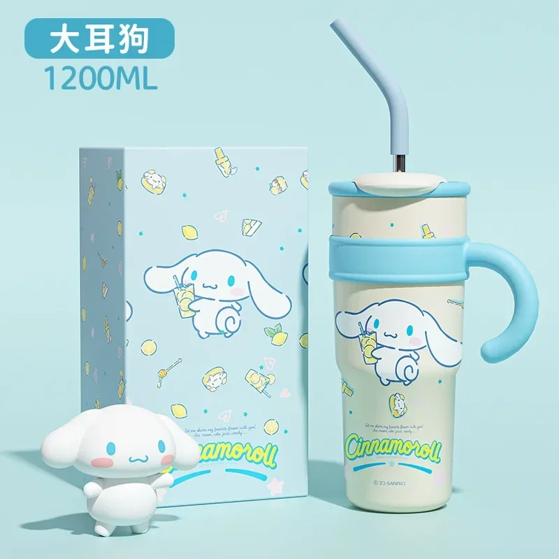 Kawaii Hello Kitty High-capacity Vacuum Cup Anime Kuromi Cinnamoroll Big Mac Ice King Cup Anti Fall Measures Straw Cup new