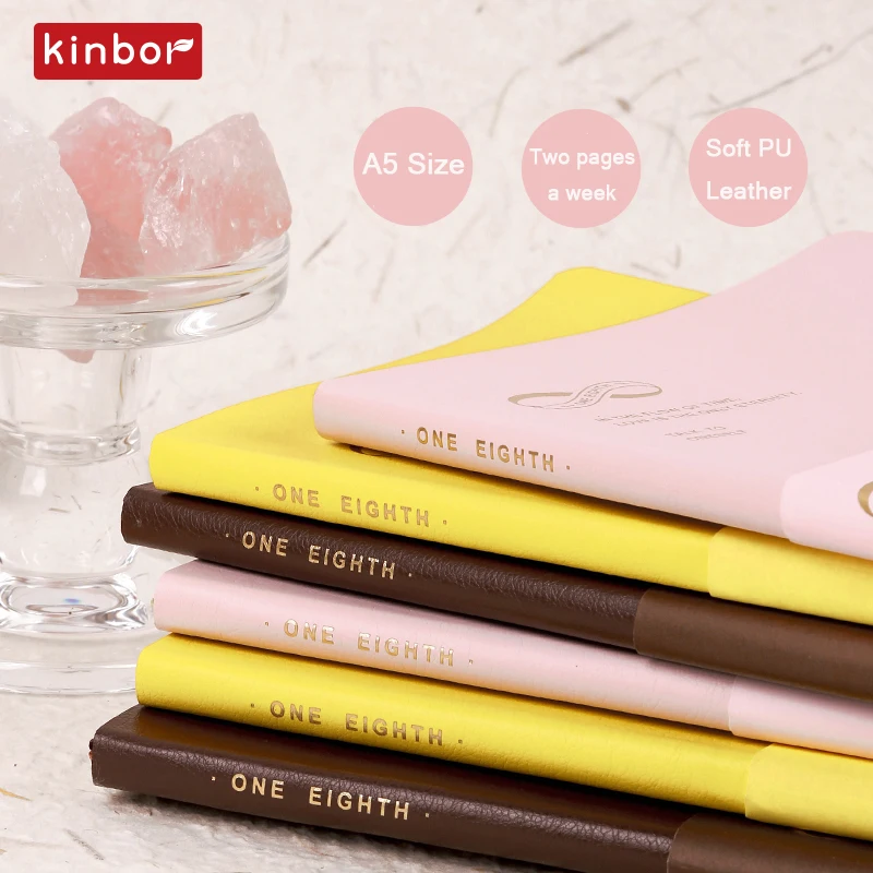 Kinbor Planner Self-Discipline Eight-Grid 78g Writing Paper A5 Daily Weekly Planner Time Management PU cuadernos To Do List