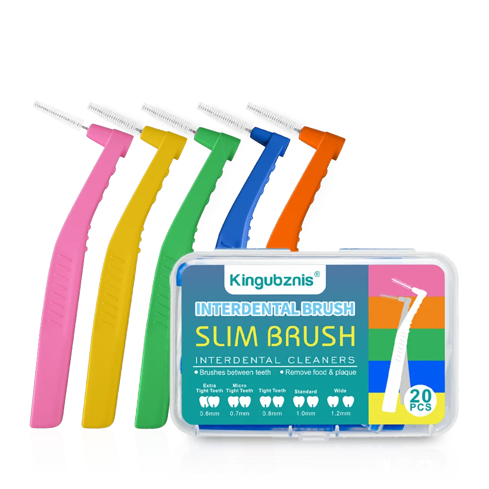 Kingubznis 20pcs Interdental Brush For Dental Orthodontics Clean Between Teeth Cleaning Tools Soft Mini Brush With Dust Cover